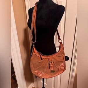 b.o.c. Cedar Ridge Hobo Crossbody  Brown Shoulder Bag with Dual Zippers
